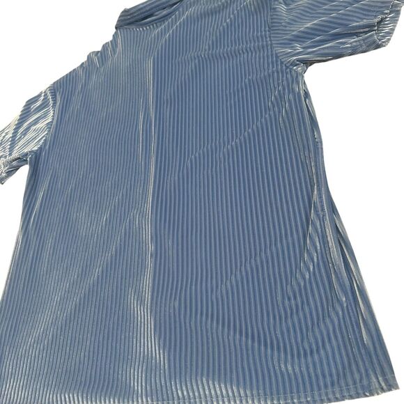 Vintage Positano Shirt Mens XL Blue Velvet Iridescent Button Up Disco Rave - Picture 10 of 15